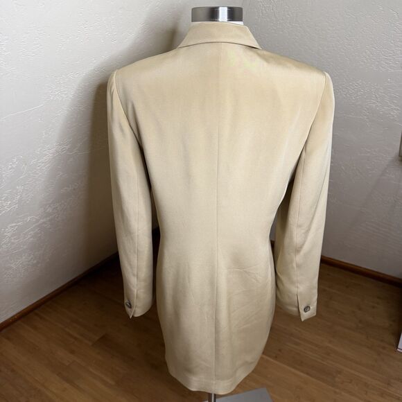 Vintage Dana Buchman Longline Blazer Womens 6 Khaki Silk Single Button Capsule - Picture 11 of 11